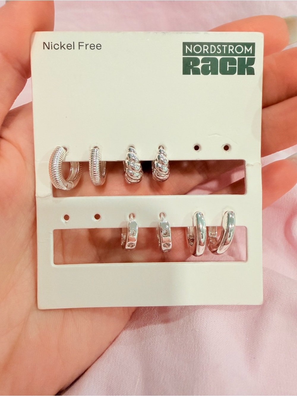 Nordstrom Rack Silver-Tone Mixed Hoop & Huggie Earring Set